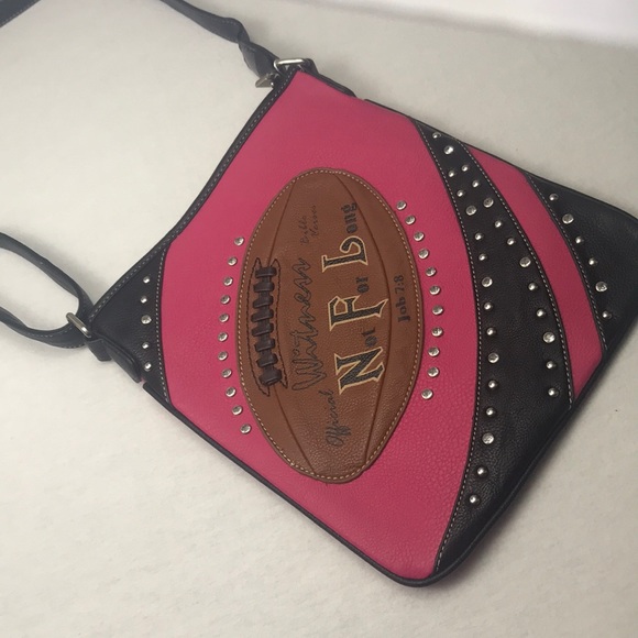 New NFL Fashion Football Studded Crossbody Bag NWT - Picture 2 of 8